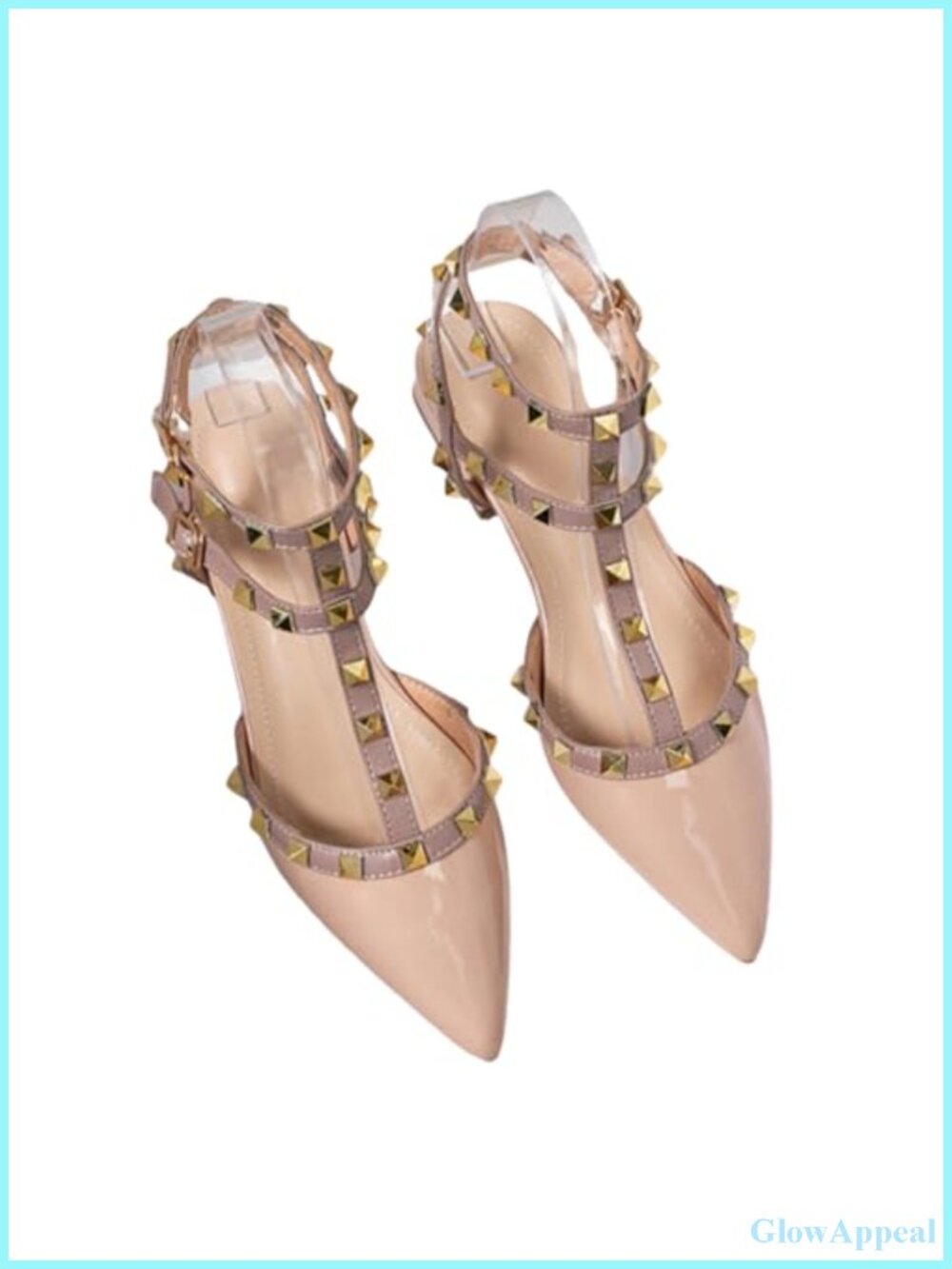 Studded Pointed Toe Flat Sandals Adjustable Strap Slide Mules Party Dressy